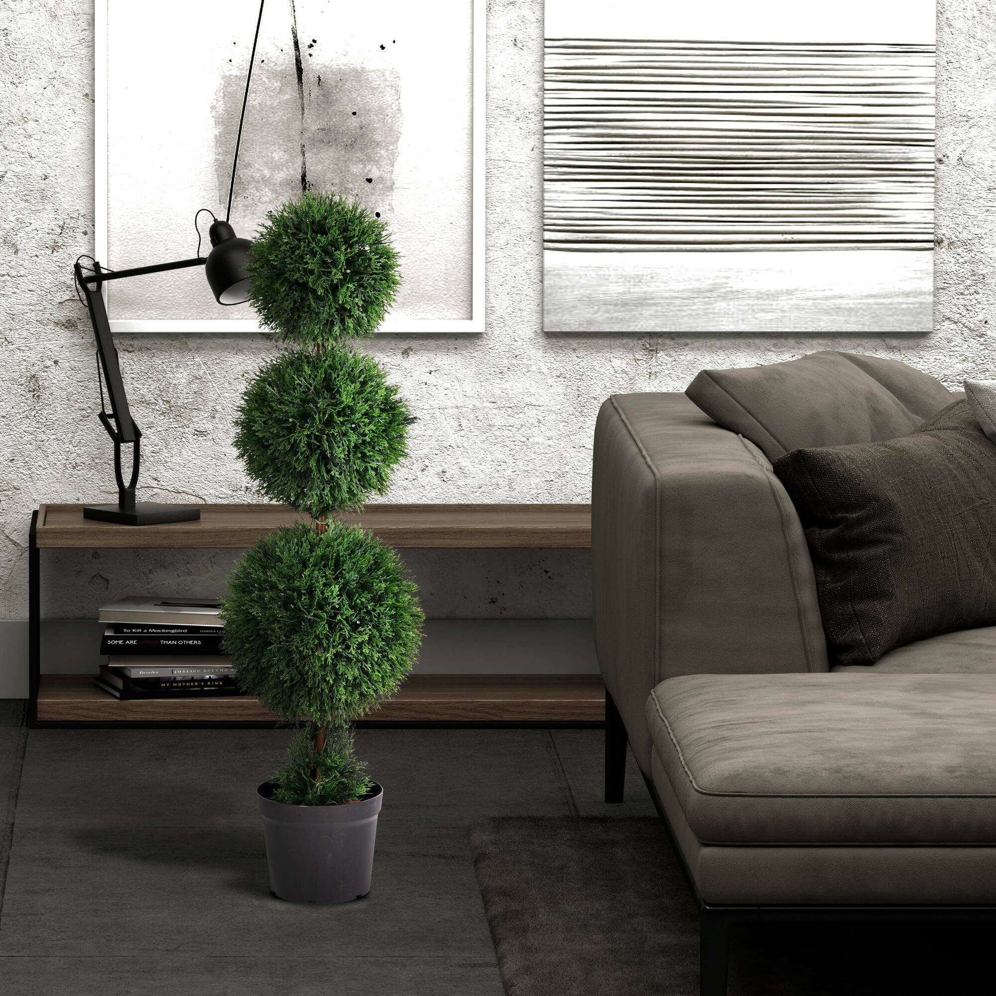 4ft. Potted Triple Ball Green Cedar Topiary